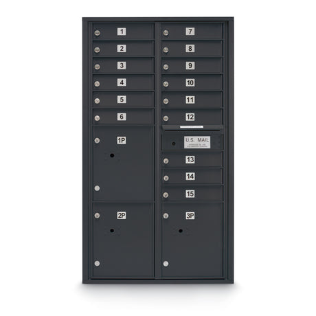 15 Door Standard 4C Mailbox with 3 Parcel Lockers