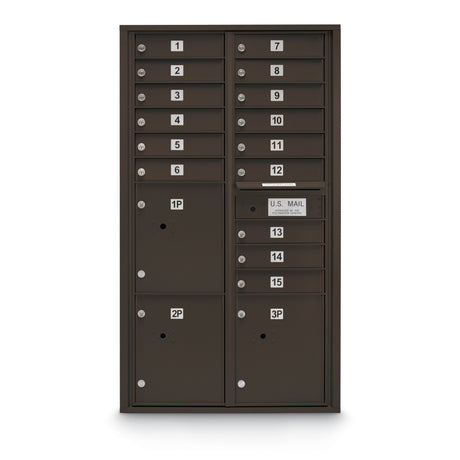 15 Door Standard 4C Mailbox with 3 Parcel Lockers