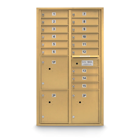 15 Door Standard 4C Mailbox with 3 Parcel Lockers