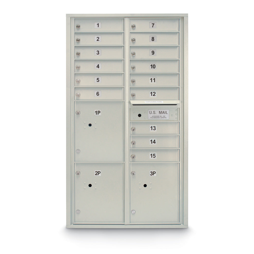 15 Door Standard 4C Mailbox with 3 Parcel Lockers