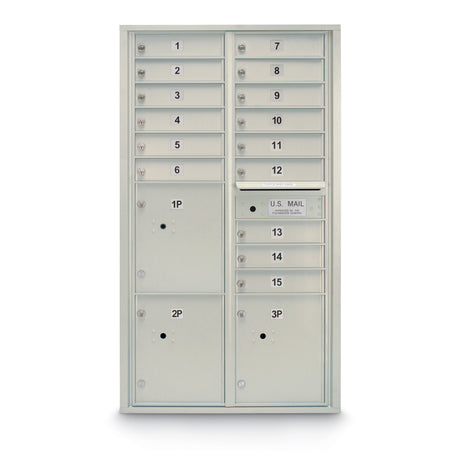 15 Door Standard 4C Mailbox with 3 Parcel Lockers