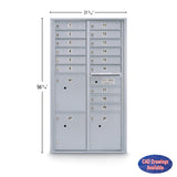 15 Door Standard 4C Mailbox with 3 Parcel Lockers