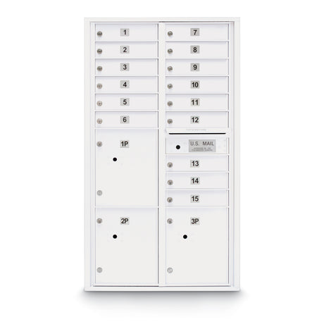 15 Door Standard 4C Mailbox with 3 Parcel Lockers