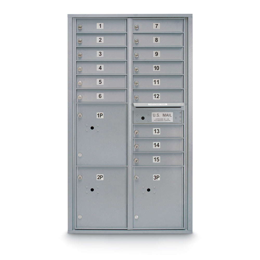 15 Door Standard 4C Mailbox with 3 Parcel Lockers