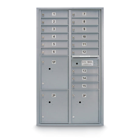 15 Door Standard 4C Mailbox with 3 Parcel Lockers