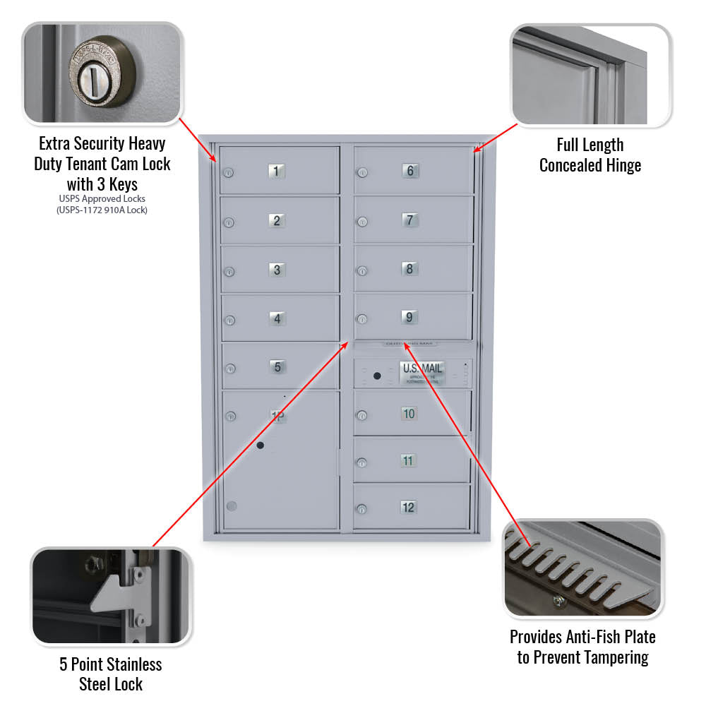 12 - 5" Business Door and 1 - Parcel Door