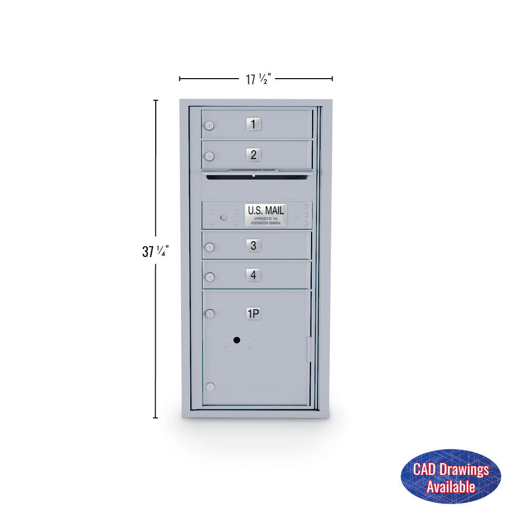 4 Door Standard 4C Mailbox with 1 Parcel Door