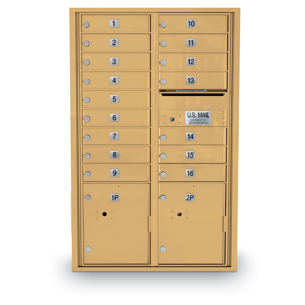 16 Door Standard 4C Mailbox with 2 Parcel Lockers