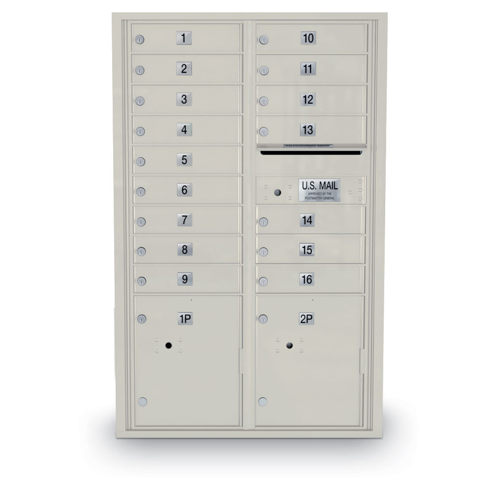 16 Door Standard 4C Mailbox with 2 Parcel Lockers