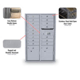 16 Door Standard 4C Mailbox with 2 Parcel Lockers