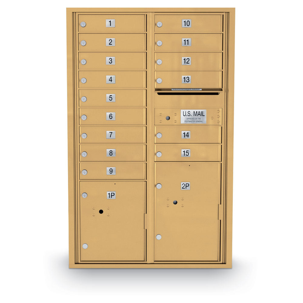 15 Door Standard 4C Front Loading Mailbox with 2 Parcel Lockers