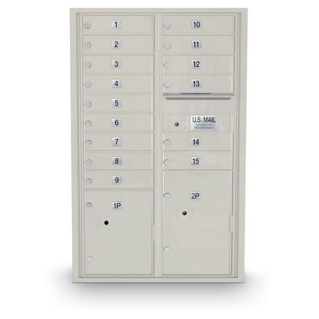 15 Door Standard 4C Front Loading Mailbox with 2 Parcel Lockers