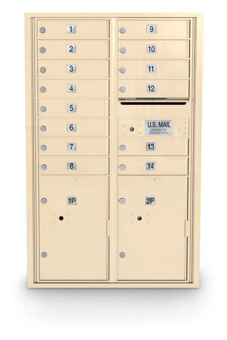 14 Door Standard 4C Mailbox with 2 Parcel Door