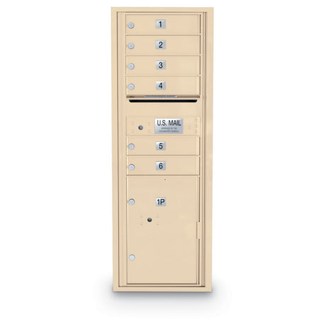 6 Door Standard 4C Mailbox with 1 Parcel Locker