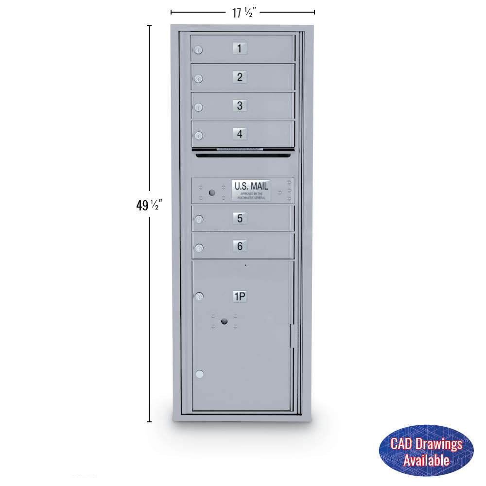 6 Door Standard 4C Mailbox with 1 Parcel Locker