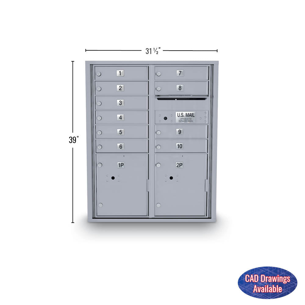 10 Door Standard 4C Mailbox with (2) Parcel Door