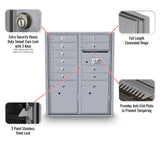 10 Door Standard 4C Mailbox with (2) Parcel Door