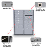 10 Door Standard 4C Mailbox with (2) Parcel Door