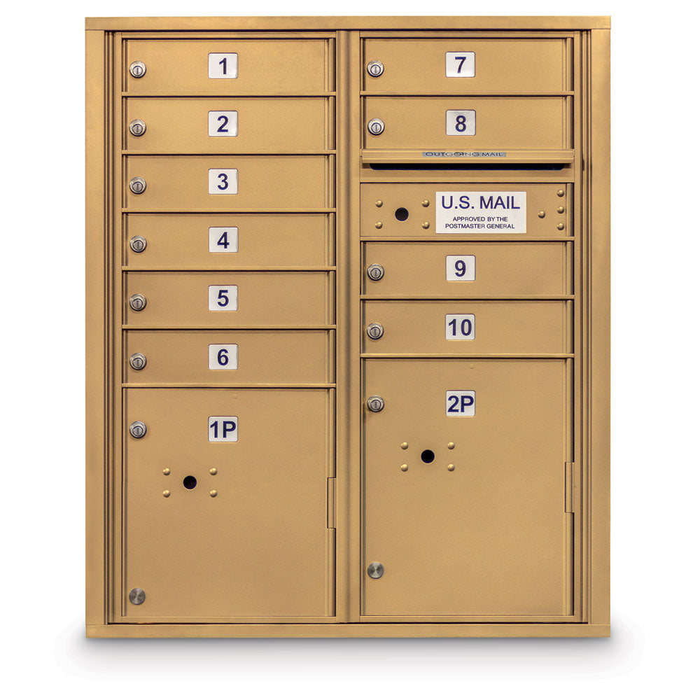 10 Door 4C Horizontal Mailbox - 2 Parcel Lockers - ADA Certified