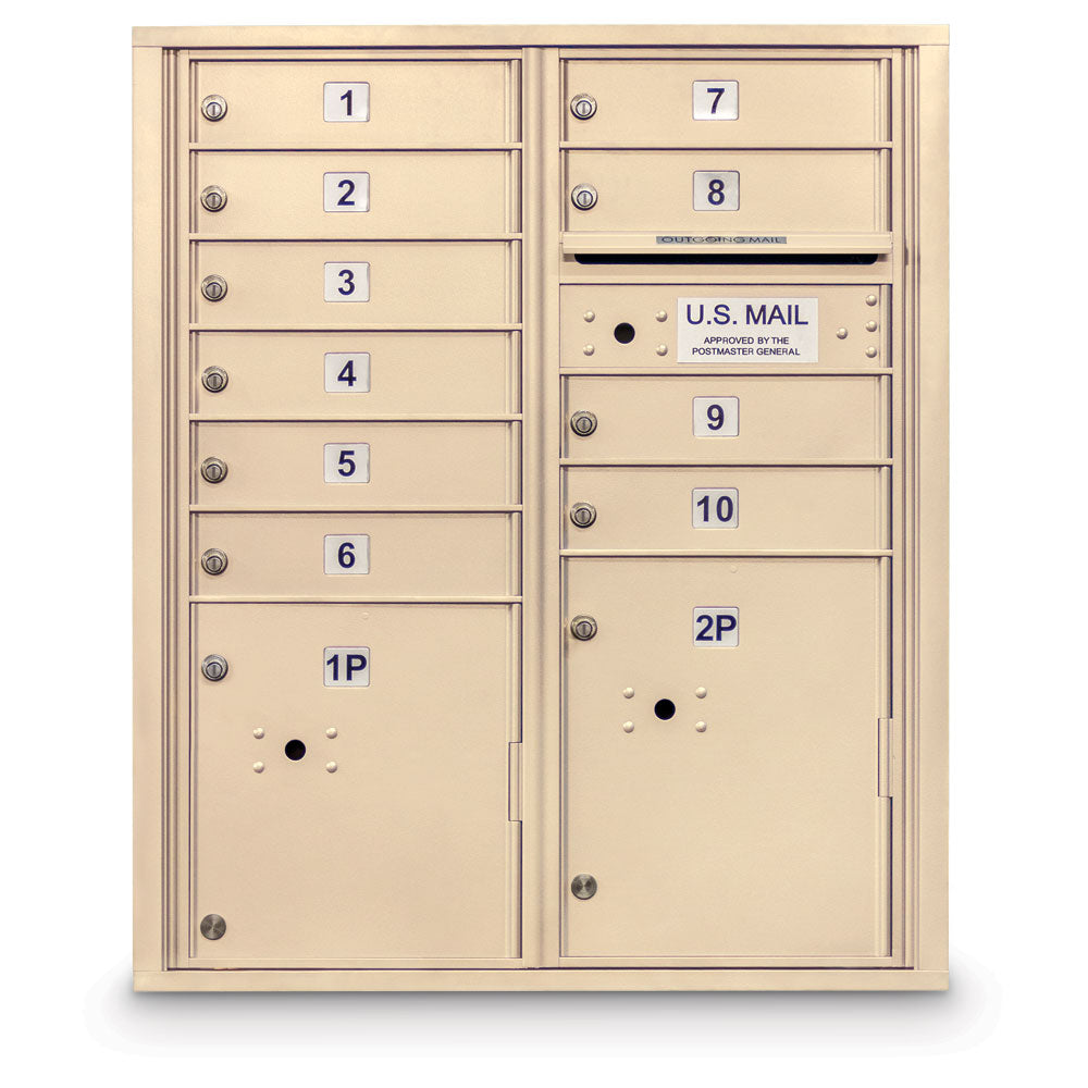 10 Door 4C Horizontal Mailbox - 2 Parcel Lockers - ADA Certified