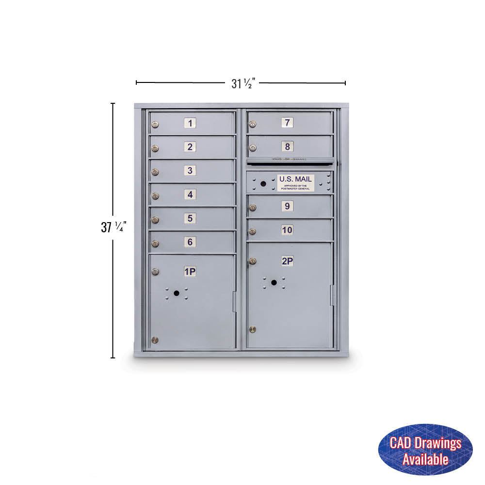 10 Door 4C Horizontal Mailbox - 2 Parcel Lockers - ADA Certified