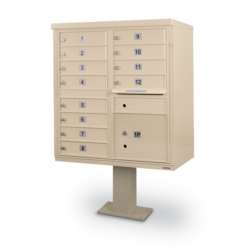 12 Door F-Spec Cluster Box Unit with Short Pedestal