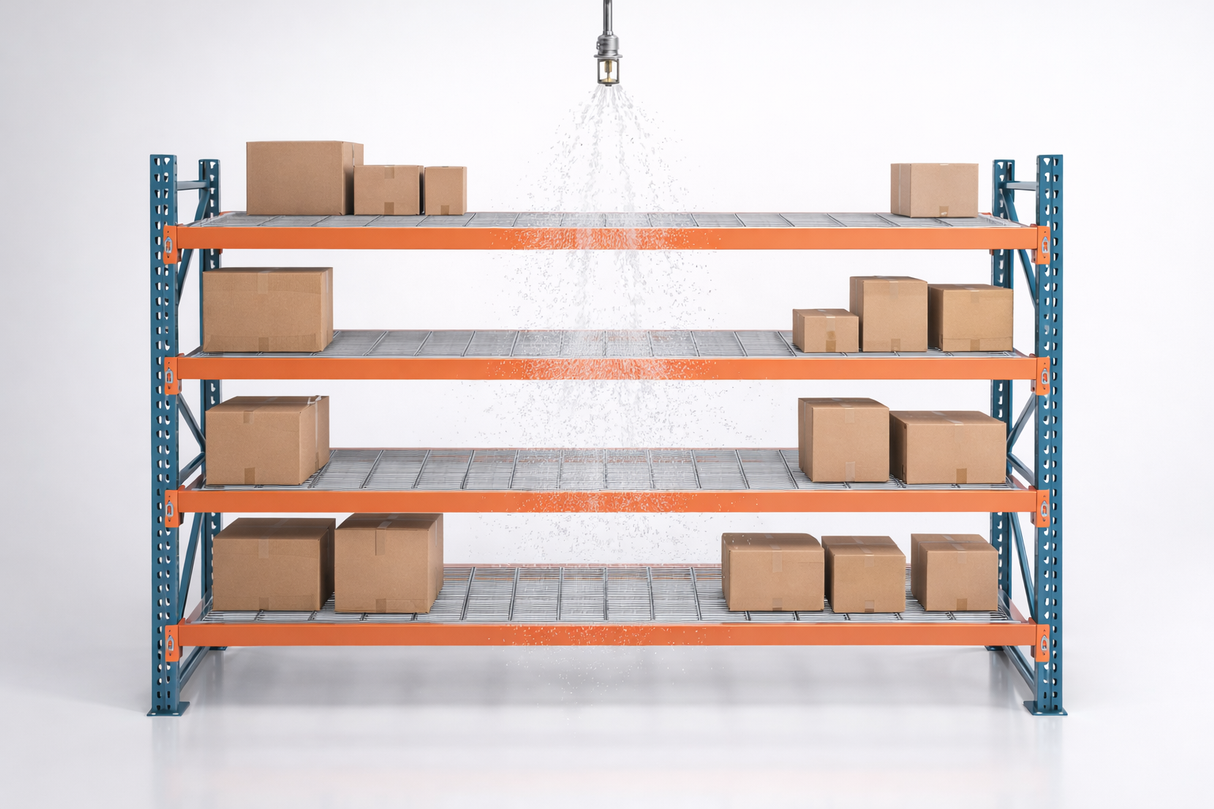 Punched Steel Pallet Rack Decking – 50% Open | NFPA 13 Compliant