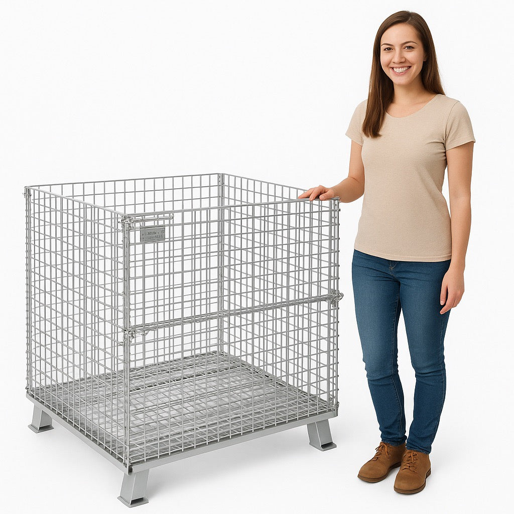 Collapsible Wire Mesh Containers – Stackable Industrial Baskets