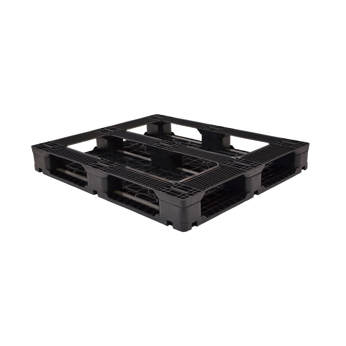 Underside of 48x40 five-runner heavy duty plastic pallet