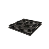Underside of 48x45 automotive plastic pallet showing runner base