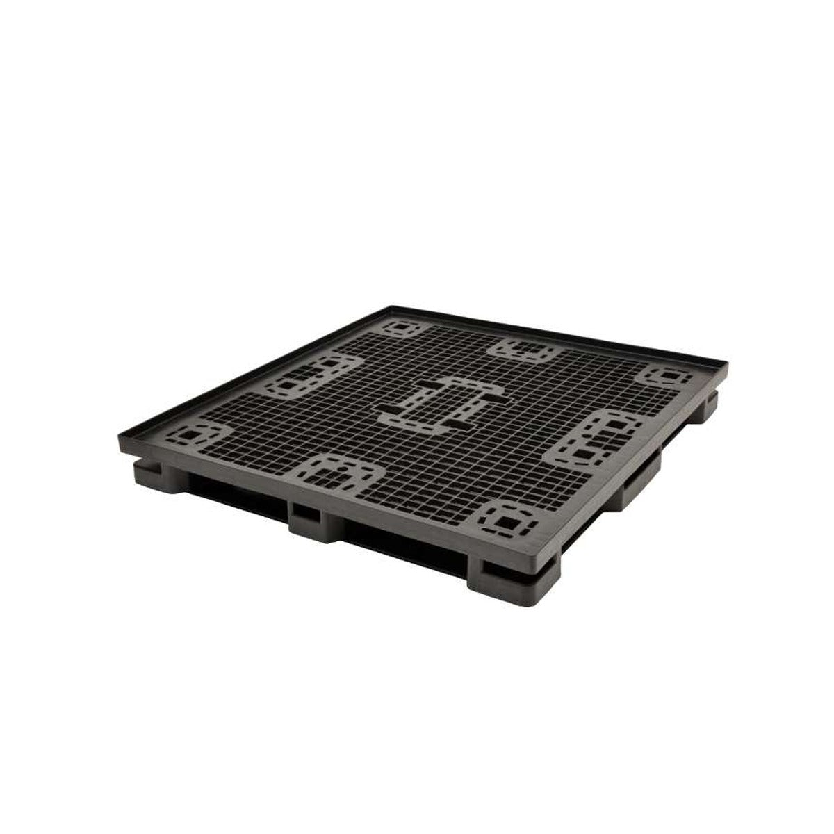48x45 automotive plastic pallet with integrated seatbelt restraint anchors
