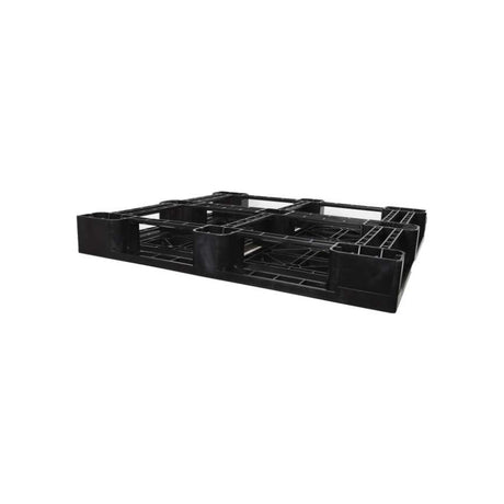 Underside of 48x45 drum pallet showing six-runner base