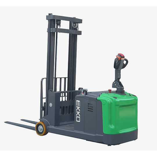 EKKO Lifts EK14130Li  45 Fork Lithium Walkie Stacker with 1083ft Lift  3300 lb Capacity Image 1