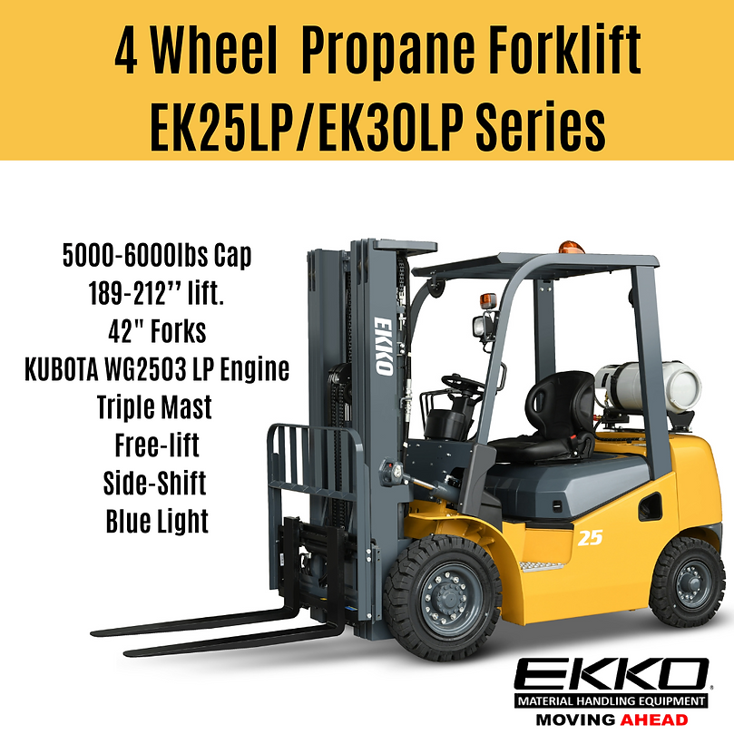 EKKO Lifts EK25LP 4Wheel Pneumatic Propane Forklift 5000 lbs 189” Lift Height Image 2