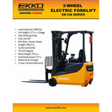 EKKO Lifts EK15A 3Wheel Electric Forklift 3300lb Capacity 177 Lift Height Image 2