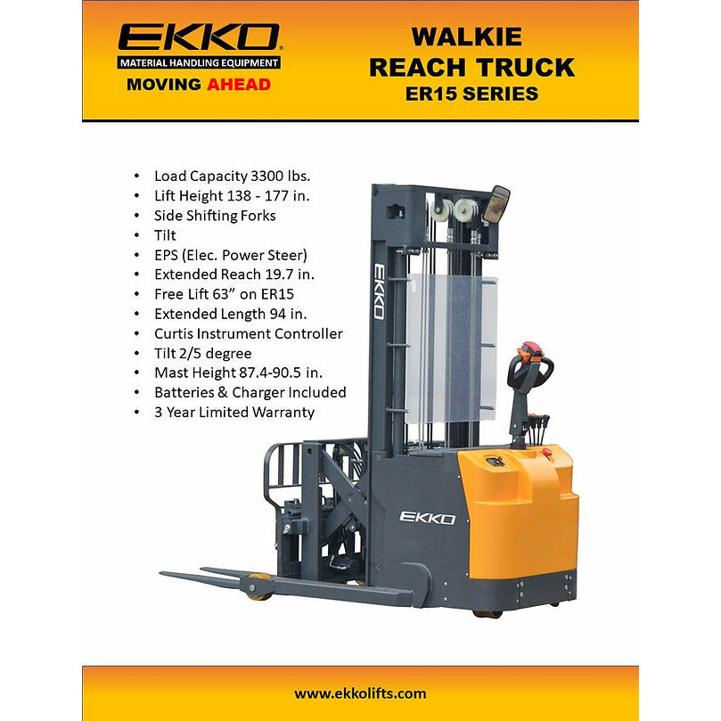 EKKO ER15L Walkie Reach Truck Powerful 3300 lb Capacity  138 Lift Image 2