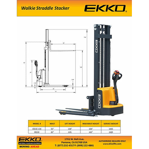 EKKO EB13E Electric Pallet Stacker 45 Forks 119 Lift 2800 lb Capacity Image 4