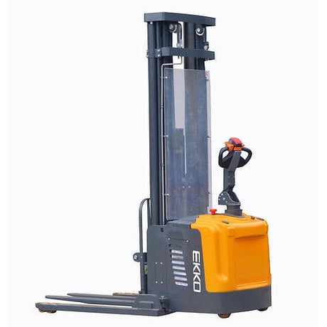 EKKOs EB16EA Electric Straddle Stacker with 45 Adjustable Fork and 216 Lift Image 1