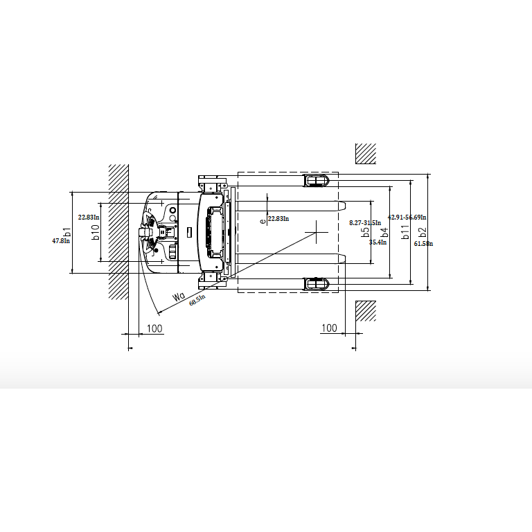 EKKO EB16EAS189Li 45 Tined Lithium Electric SideShift Straddle Stacker 4400 lb Capacity Image 3