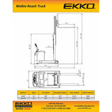 EKKO EH15TH Mobile Mast Walkie Reach Truck 3300 lb Capacity 216 Height Image 4