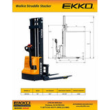 EKKO Lifts EB12EA Electric Straddle Stacker 45 Fork 145 Lift 3000 lb Capacity Image 5