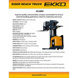 EKKO Lifts EK18RRStandUp NA Reach Truck  4000 lb Capacity 275 Lift Image 3