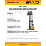 EKKO Lifts ER15 Walkie Reach Truck with 3300 lb Capacity 177 Height Side Shift Image 4