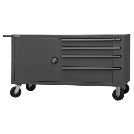 Durham Mobile Work Bench Cabinet with Lockable Drawers and Casters Image 1