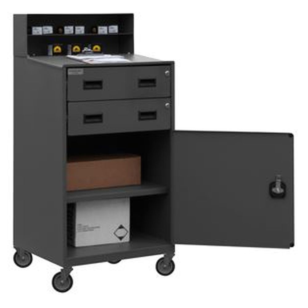 Durham Mobile Shop Desk 16Gauge Steel with Locking Drawers Image 1