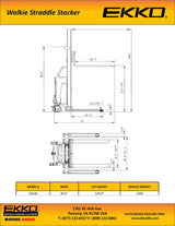 EKKO Lifts EA15B Semi-Electric Straddle Stacker 3,300 lbs Capacity - 119" Height Image 6