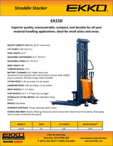 Ekko Lifts EA15D SemiElectric Straddle Stacker Versatile  Reliable 3300 lbs Load Capacity Image 3