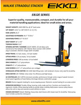 EKKO Lifts EB12E Electric Straddle Stacker 2,640 lbs Capacity - 119" and 138" Height Image 6