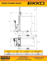 EKKO Lifts EB12E Electric Straddle Stacker 2,640 lbs Capacity - 119" and 138" Height Image 7