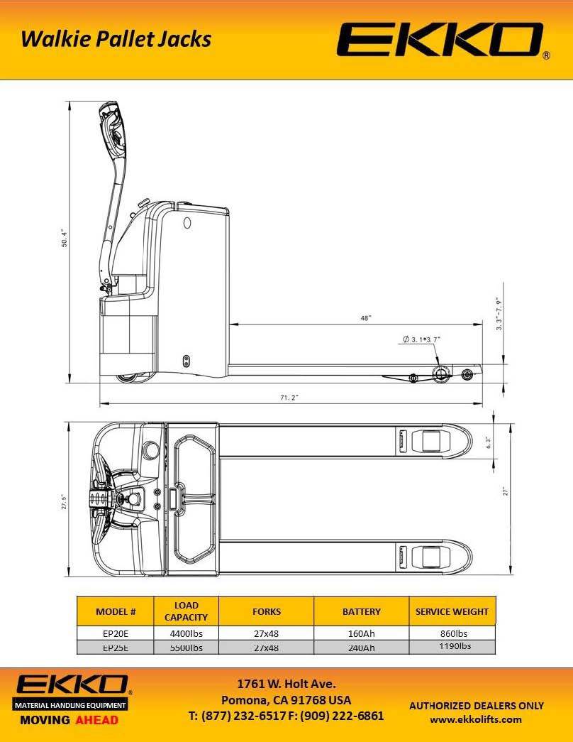 Ekko Lifts Electrically Operated Pallet Jack  Capacity of 4400  5500 lbs Image 4